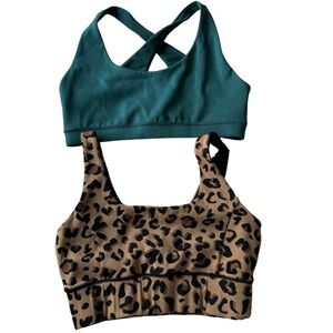 IVL Collective sports bra Bundle Lot (2) Cheetah & Shimmer Teal Green Size 8